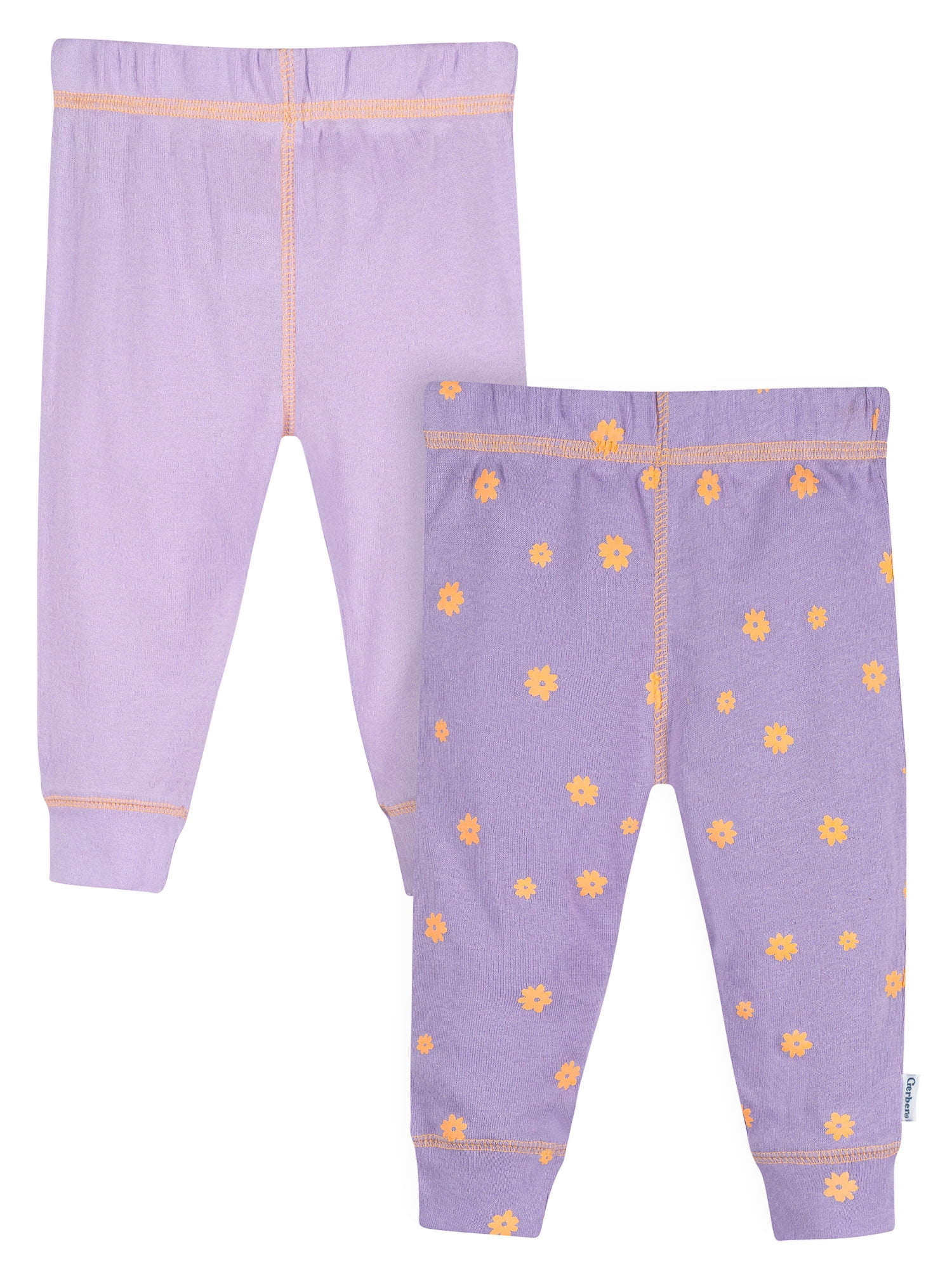 Gerber Baby Girl Cotton Pants, 2-Packs, Sizes Newborn - 12 Months