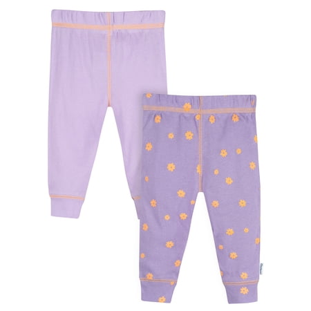 Gerber Baby Girl Cotton Pants, 2-Packs, Sizes Newborn - 12 Months