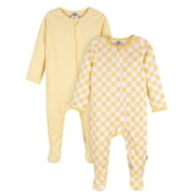 Gerber Baby Boy or Girl Neutral 2-Way Zipper Cotton Sleep 'N Play Footed Pajamas, 2-Pack, Sizes Newborn - 3/6 Months