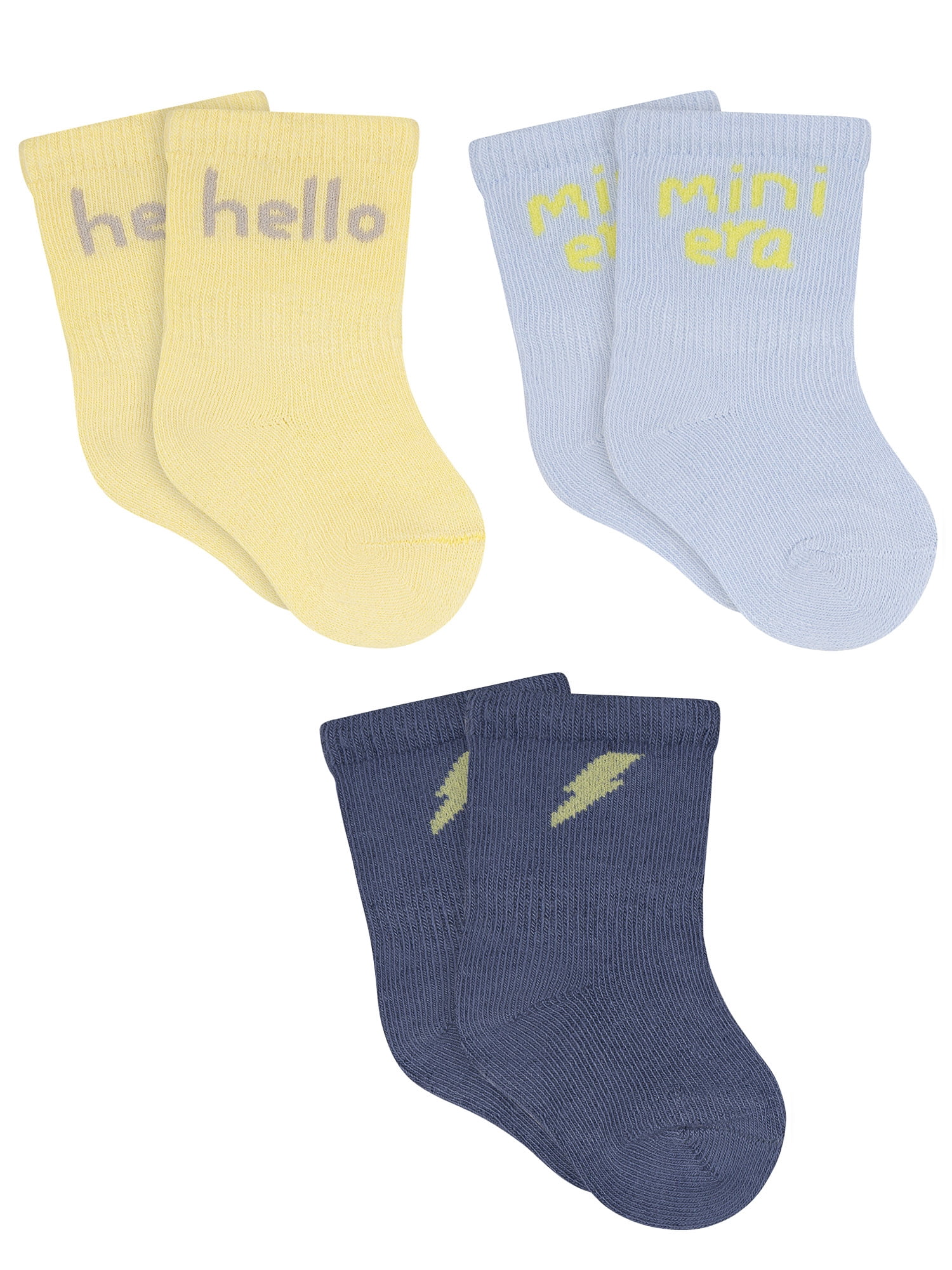 Gerber Baby Boy Jersey Wiggle Proof Crew Socks, 3-Pack, Sizes 0/6 Months - 6/12 Months