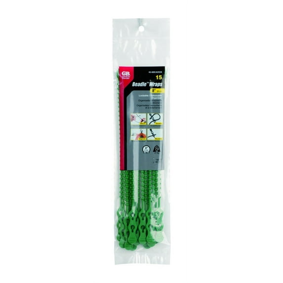 GB 45-8BEADGN Beadle Wrap Cable Tie, Resin, Green