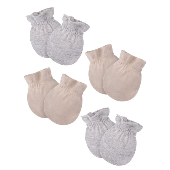 Gerber Baby Boy or Girl Neutral Adjustable Cotton Mittens, 4-Pack, 0/6 Months