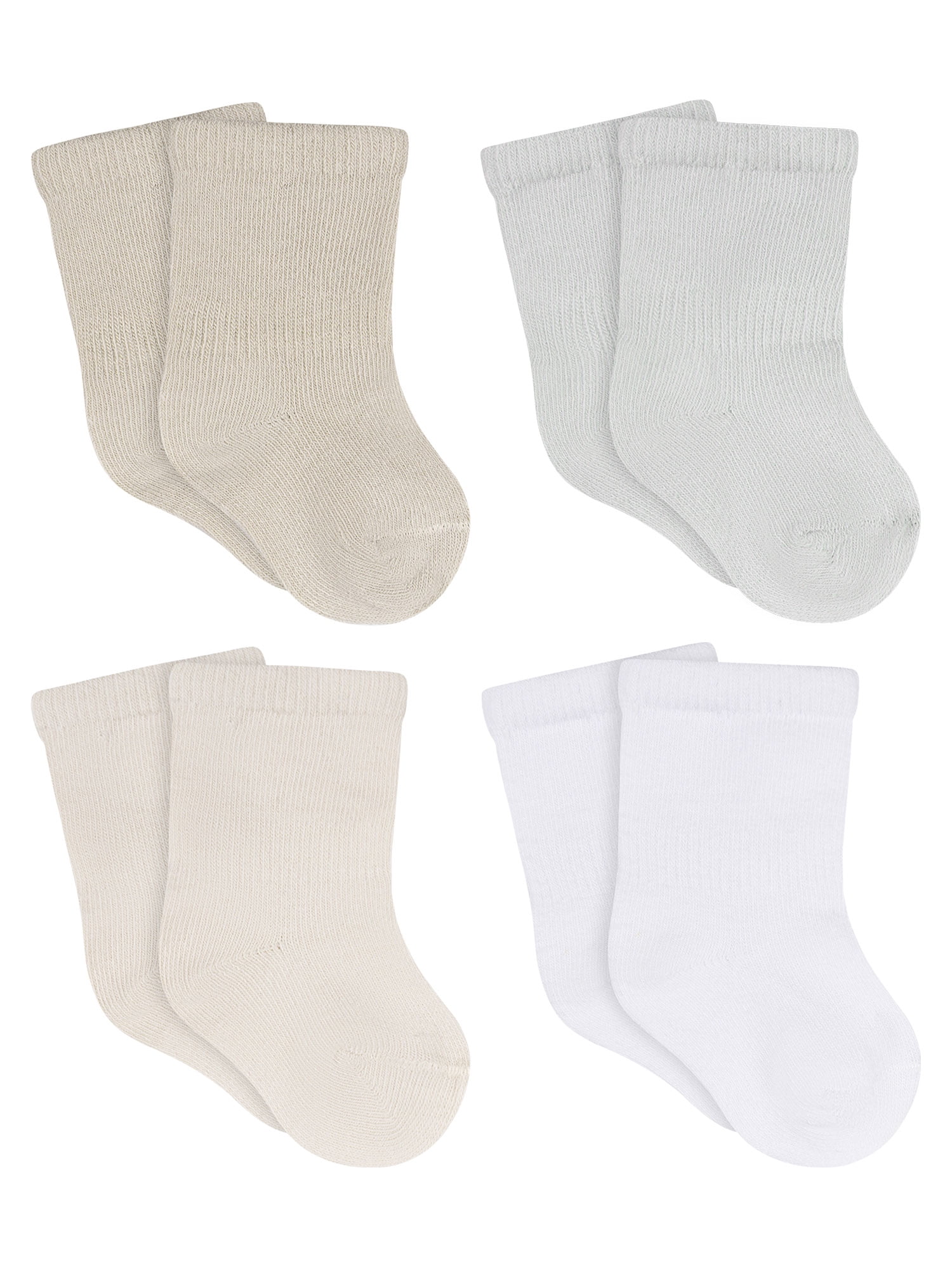 Gerber Baby Neutral Wiggle Proof Jersey Crew Socks, 4-Pack, Sizes 0/6 Months - 6/12 Months