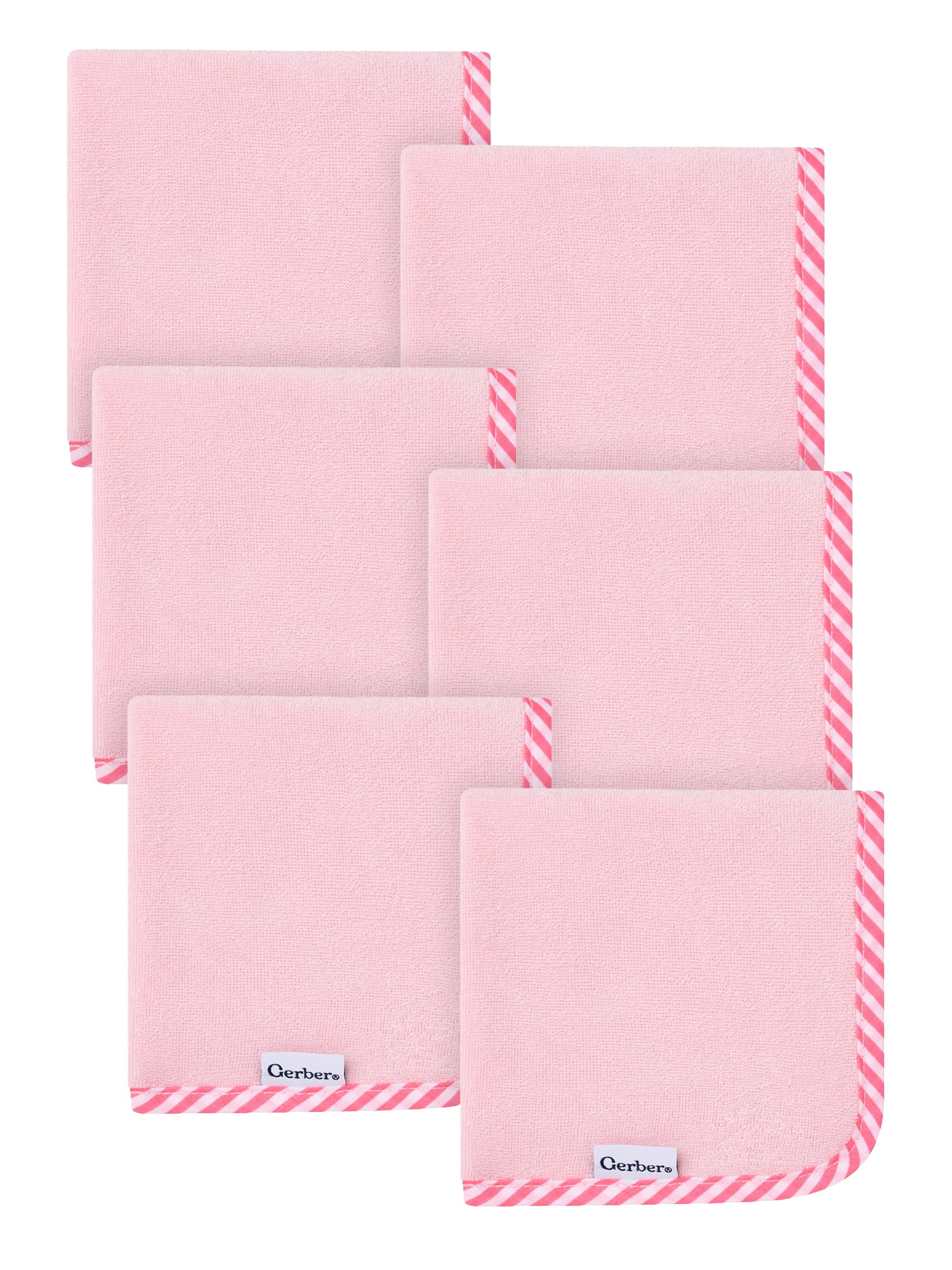 Gerber Baby Girl Pink Absorbent Knit Terry Washcloth, 6-Pack, One Size