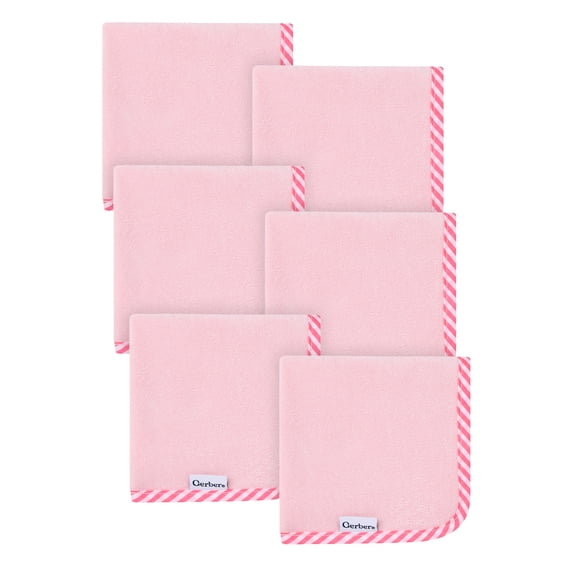 Gerber Baby Girl Pink Absorbent Knit Terry Washcloth, 6-Pack, One Size