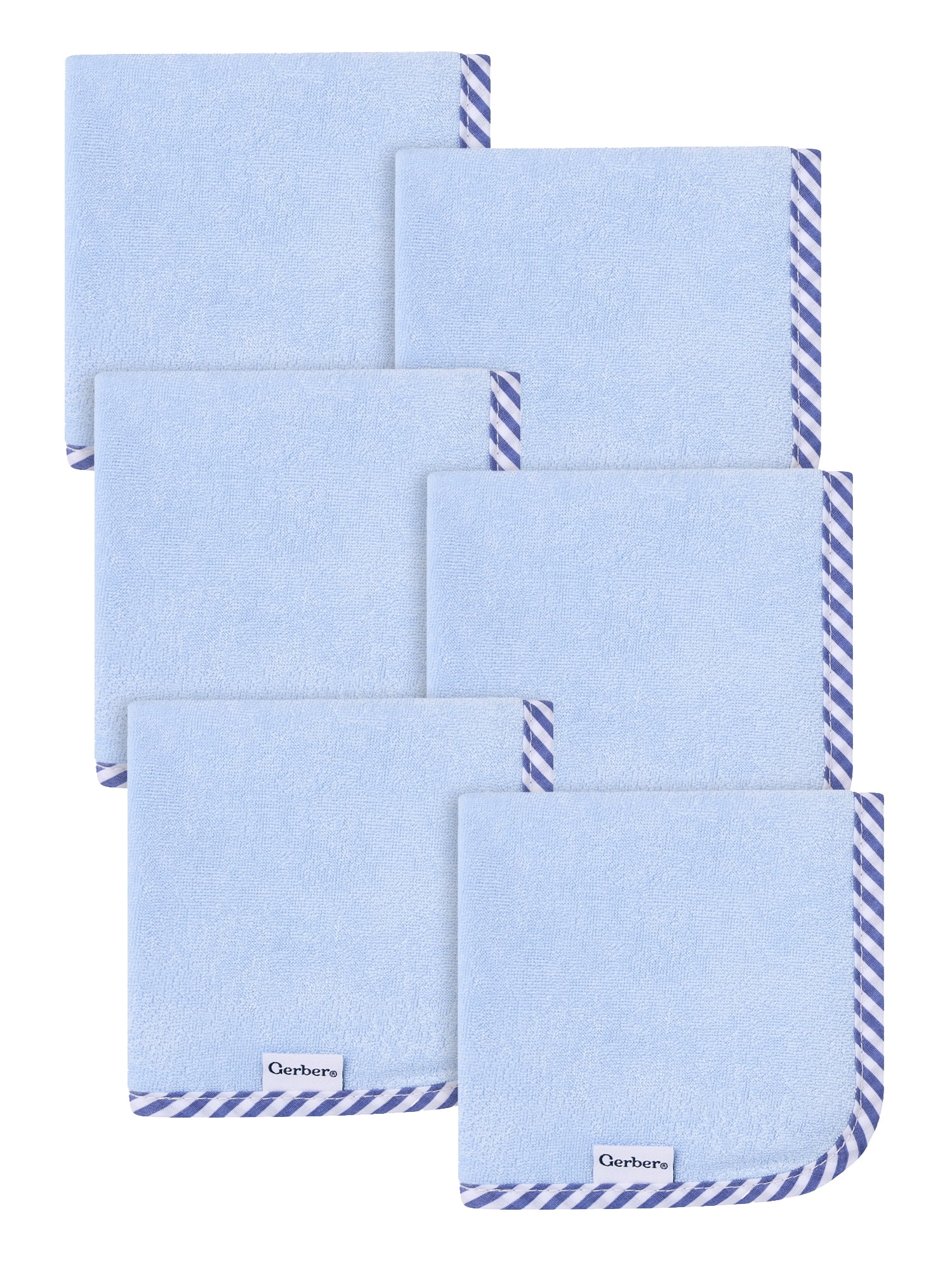 Gerber Baby Boy Blue Absorbent Knit Terry Washcloth, 6-Pack, One Size