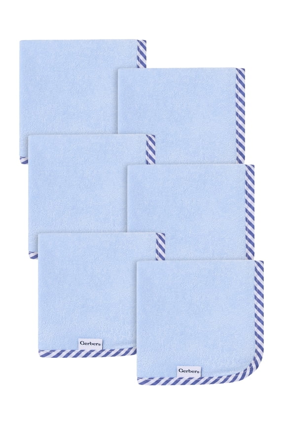 Baby Boy Blue Absorbent Knit Terry Washcloth, 6-Pack, One Size