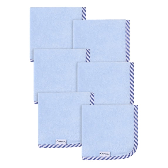 Gerber Baby Boy Blue Absorbent Knit Terry Washcloth, 6-Pack, One Size