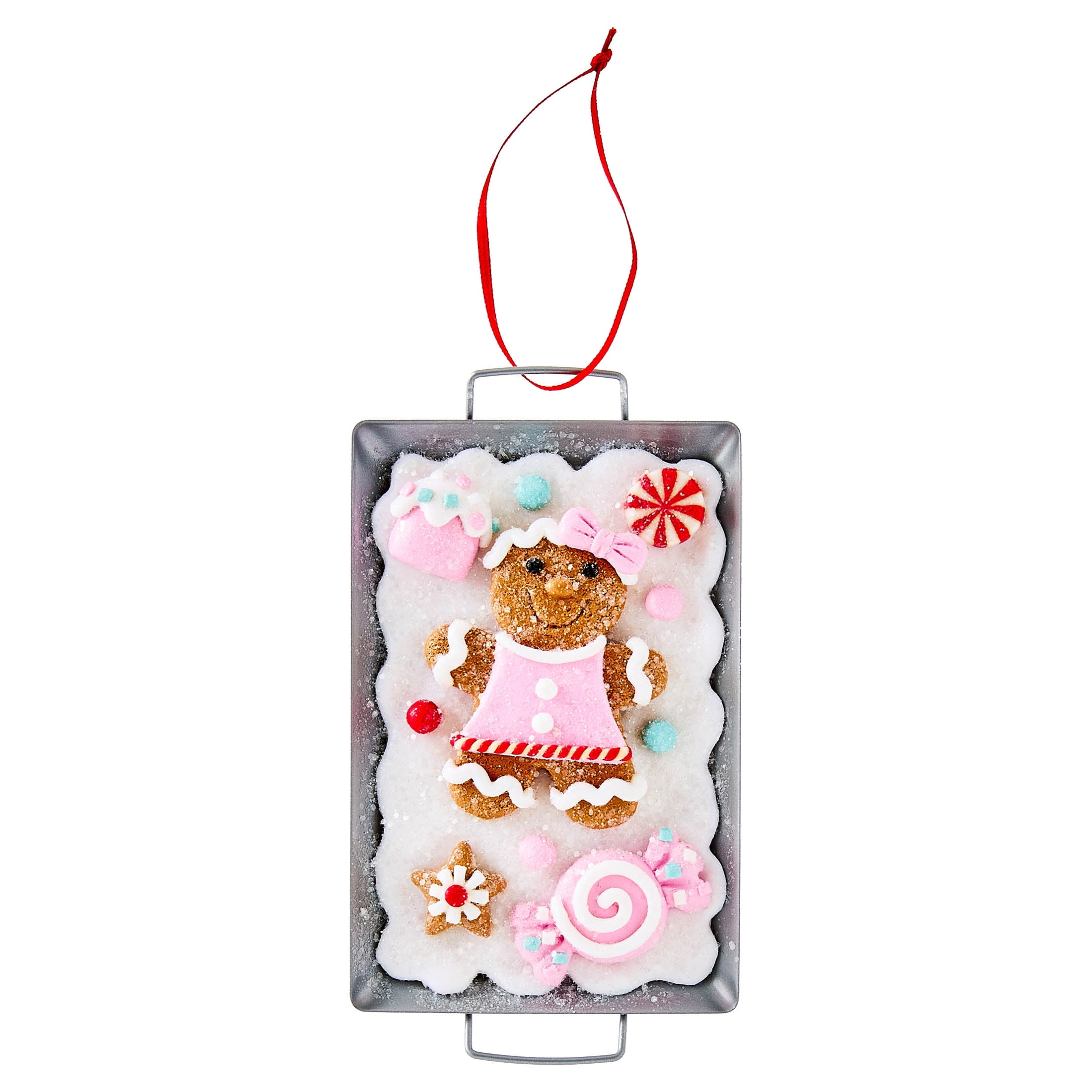 Multicolor Clay Dough Gingerbread Girl with Baking Tray Christmas Ornament, 5", by Holiday Time