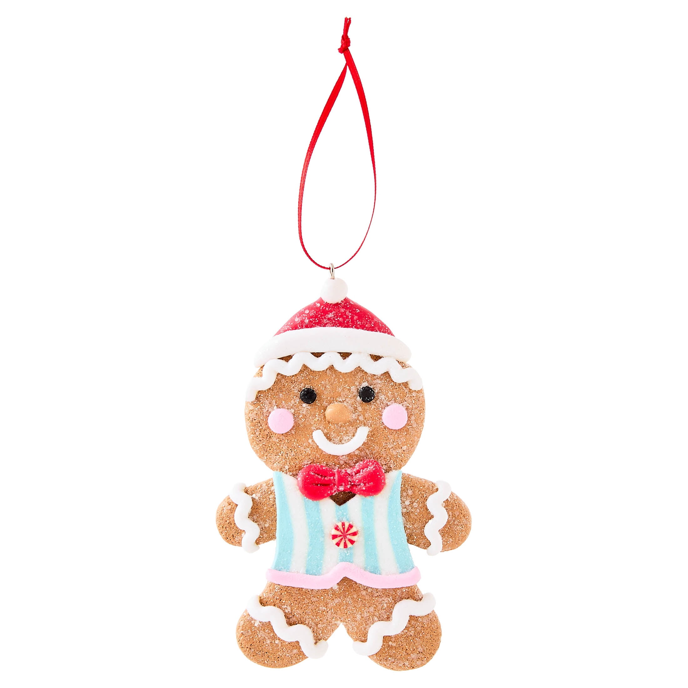 Multicolor Clay Dough Gingerbread Boy with Hat Christmas Ornament, 4.5", by Holiday Time
