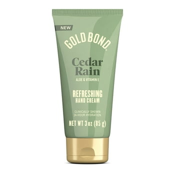 Gold Bond Cedar Rain Refreshing Hand Cream, Everyday Hand Cream with Aloe Vera to Refresh Skin and Vitamin E to Help Soothe the Skin, Comforting Cedar Rain Scent, 3 oz
