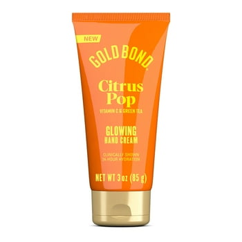 Gold Bond Citrus Pop Glowing Hand Cream, Everyday Hand Cream with Vitamin C to Help Visibly Brighten and Green Tea to Help Protect Skin from Environmental Stressors, Vibrant Citrus Pop Scent, 3 oz