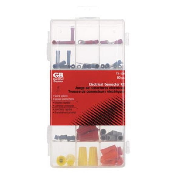 GB Electrical Insulated Wire Connector Set - Butt Splice, Spade, Ring - 80 Piece