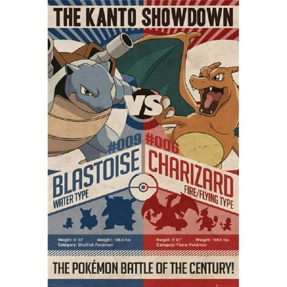 GB Eye Pokemon Red Vs Blue 24" x 36" Framed Poster