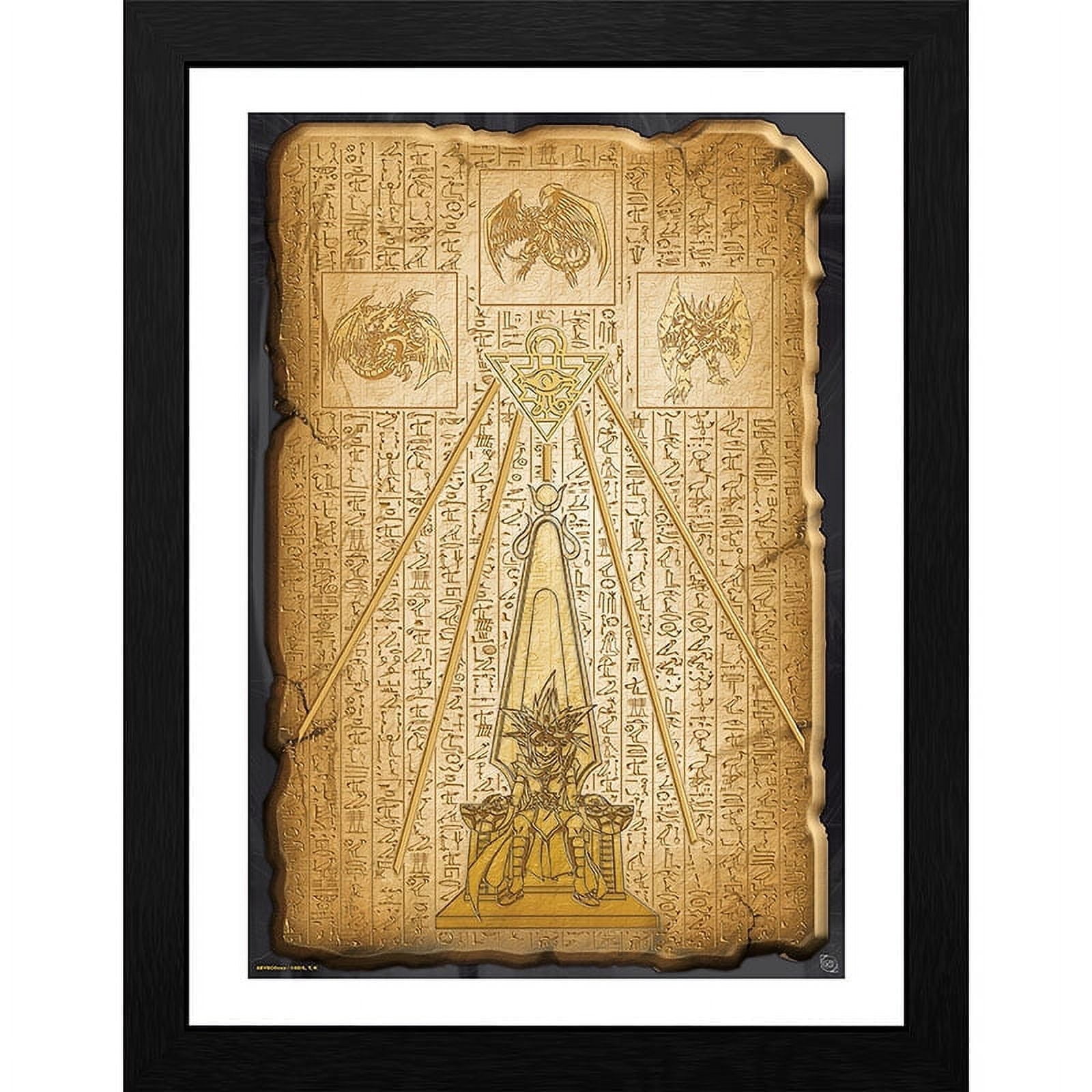 GB Eye Yu-Gi-Oh! Egyptian Tablet Framed Poster 12" x 16" Wall Art Featuring Yami Yugi & Millennium Puzzle Official Anime Decor