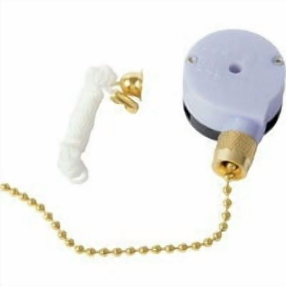 GB GSW-33 Pull Chain Switch, 1-Pole, 125 VAC, 6 A, Brass
