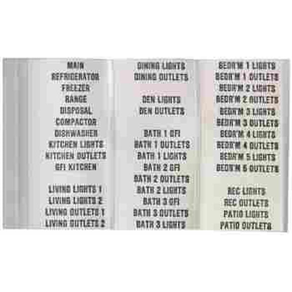 GB Electrical Circuit Breaker ID Labels 42-ALPHA - Multicolor - 90 Assorted Strips