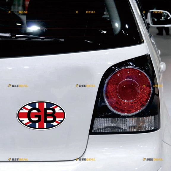 GB Oval Country Code Great Britain UK British Flag Union Jack Car Magnet Magnetic Sticker Decal - 2 Pack Reflective 4" - for Truck Door Fridge Reusable Waterproof