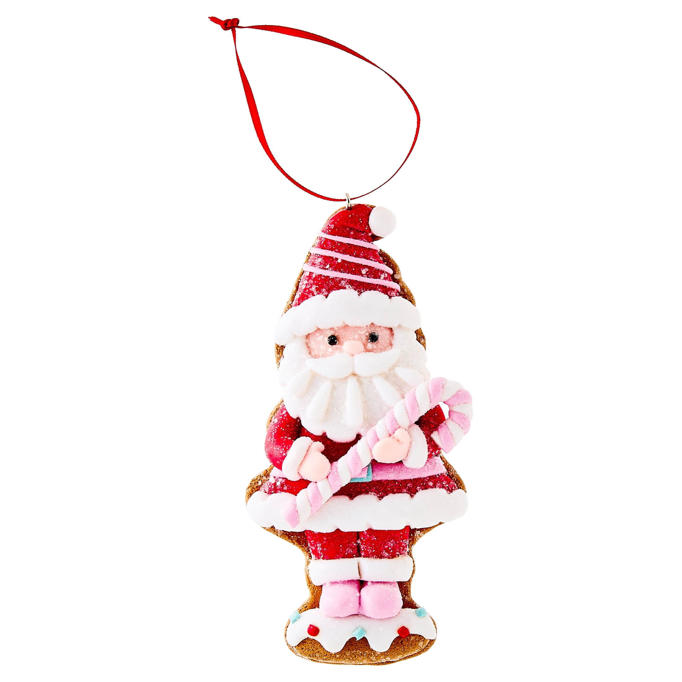 Multicolor Clay Dough Gingerbread Santa Christmas Ornament, 5", by Holiday Time
