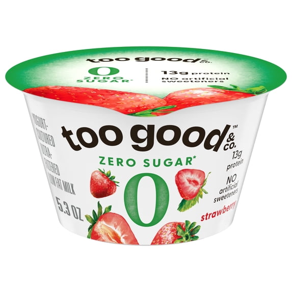 Too Good & Co. Zero Sugar Strawberry Yogurt-Cultured Ultra-Filtered Low Fat Milk Product Cup, 5.3 OZ