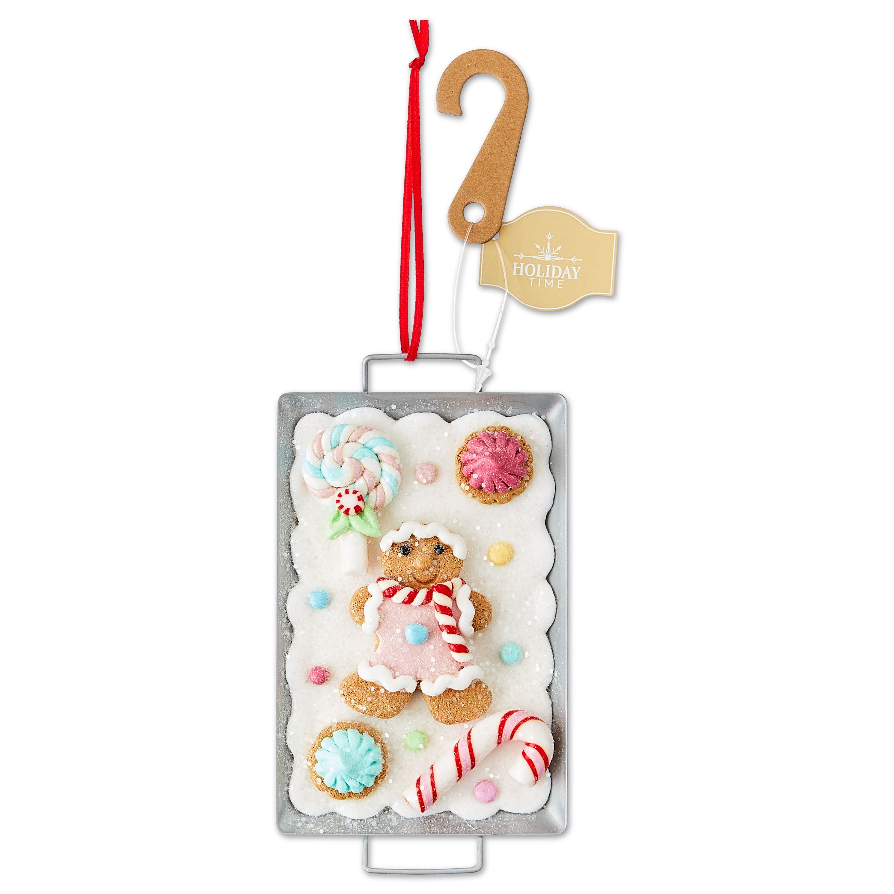 Multicolor Clay Dough Gingerbread Boy with Baking Tray Christmas Ornament, 5", by Holiday Time