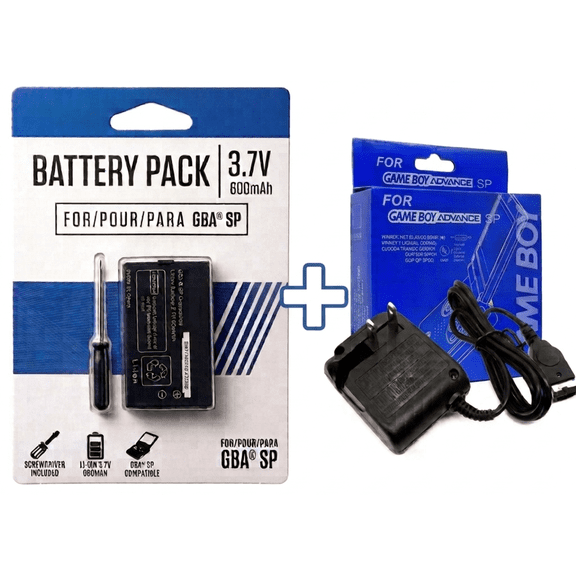 GBA SP Replacement Battery Pack and AC Wall Charger Adapter Set Compatible with Nintendo Game Boy Advance SP