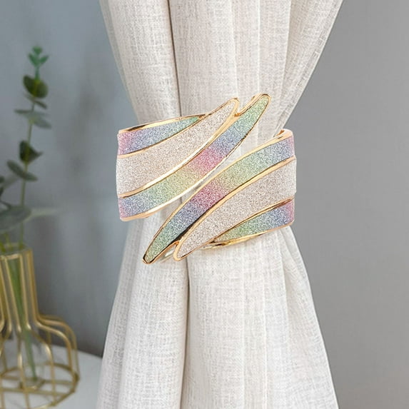 GBAYXJ 1 Pack Alloy Window Curtain Tie Backs No Punching Required Spring Metal Feather Curtain Holder For Living Room Kitchen Curtain Decoration