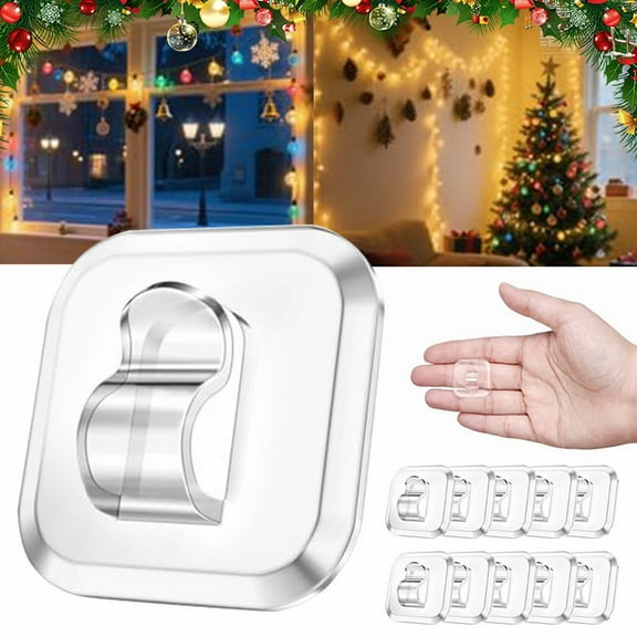 10 Light Hooks With Adhesive Strips: Indoor Small String Light Clips Damage Plastic Wall Hook For Hanging Tiny Christmas Light Cable Hangers Clip Decorati Household hooks