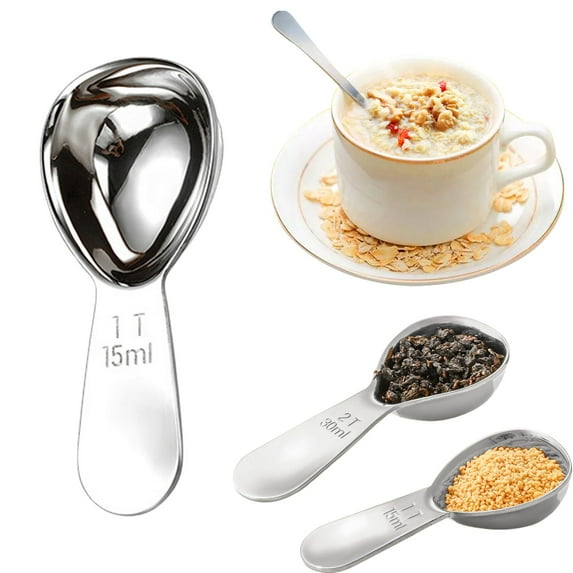 GBAYXJ 15/30ml Stainless Steel 1 Tablespoon Measuring Spoon for Ground Coffee Protein Powder Sugar Measuring Ruler (Silver)