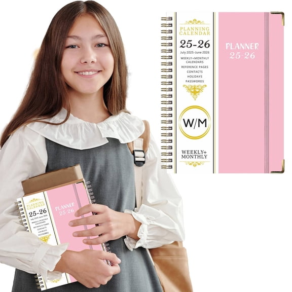 GBAYXJ 2025.7 To 2026.6 Planner – Weekly ＆ Monthly Planner FromFrom July 2025 To 2026 Daily And Monthly Planner Notebook(Color:Pink)