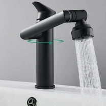 GBAYXJ Bathroom Faucet Single Handle Single Hole Basin Mixer Tap Brass Faucet Hot And Cold Water With Rotate Faucet Bathroom Faucet Short Heavy Duty, Black