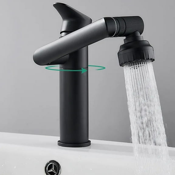 GBAYXJ Bathroom Faucet Single Handle Single Hole Basin Mixer Tap Brass Faucet Hot And Cold Water With Rotate Faucet Bathroom Faucet Short Heavy Duty, Black