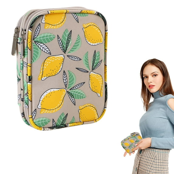 Crochet Hooks Case Empty Zipper Bags Portable Travel Crochet Storage Bag Organizer With Pocket And Crochet Holder Slots For Carrying Various Crochets Needles(F)