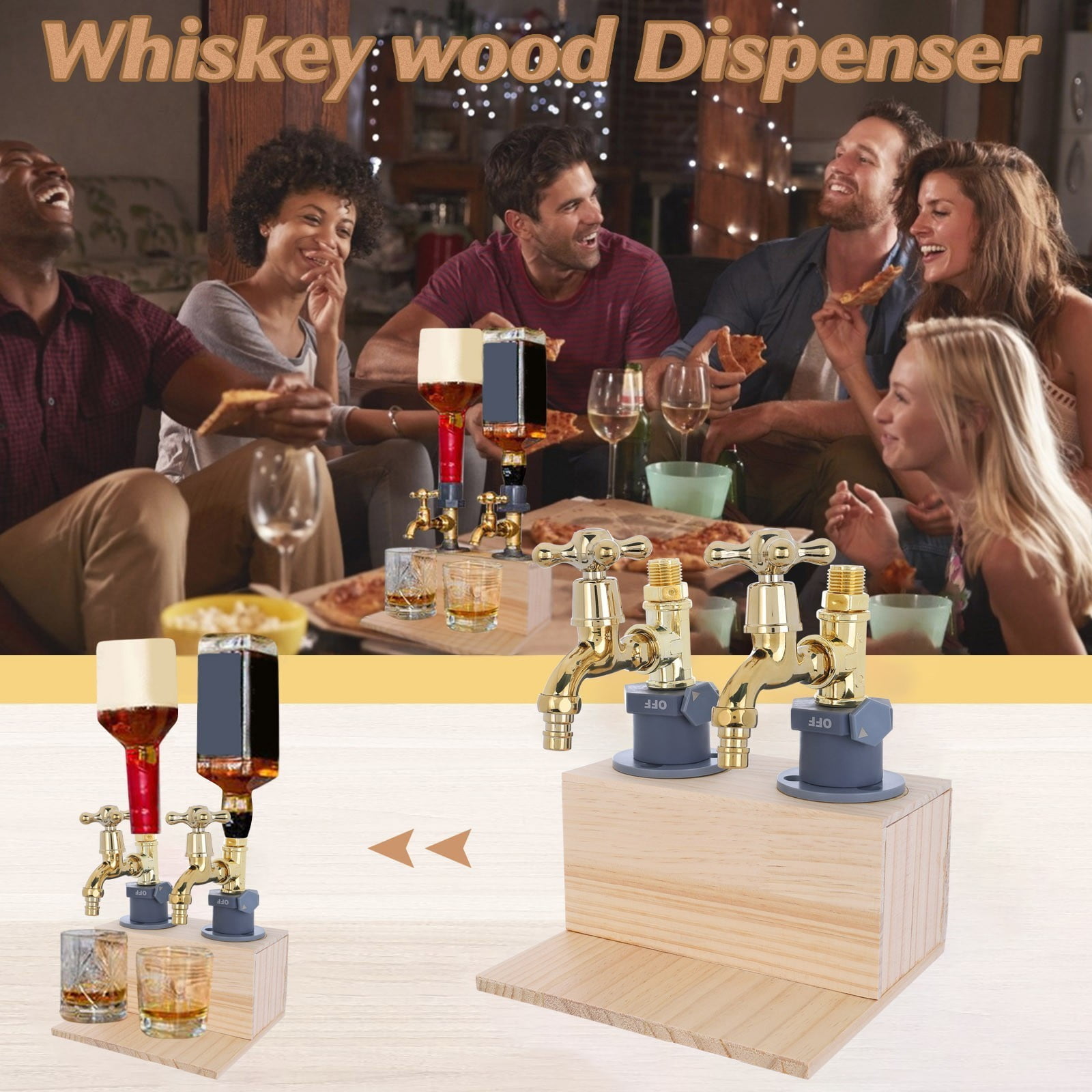 GBAYXJ Dispenser Faucet Whiskey Dispenser Wood Whiskey For P Wood ...