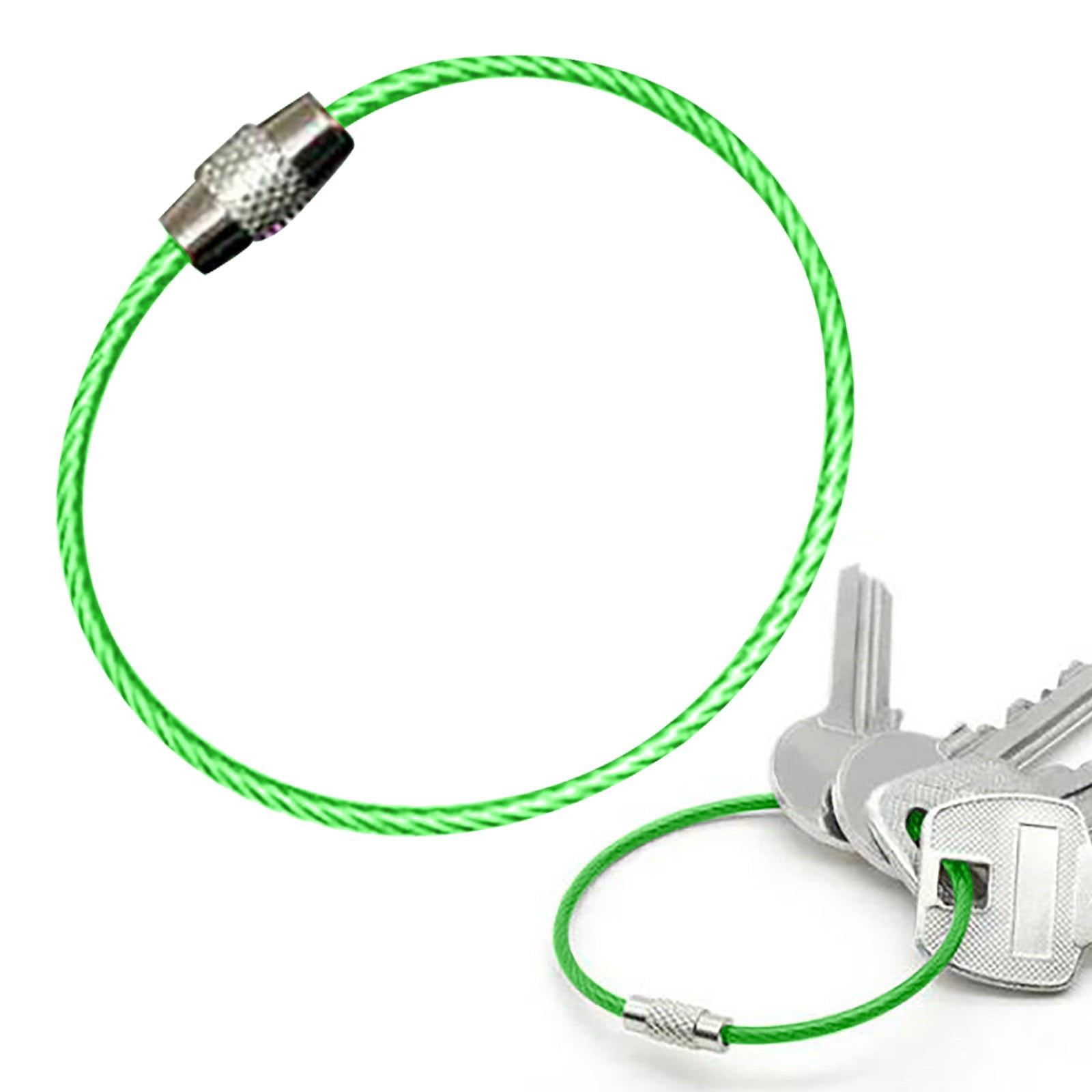 GBAYXJ^Green| Stainless Loops 2mm Coated Wire Keychain Cable Large ...