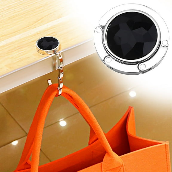 Hanging Clip Sock Holder Foldable Handbag Purse Hook Convenient Desk Hook Round Backpack Hook Student Desktop Mobile Bag Hanger(Black)