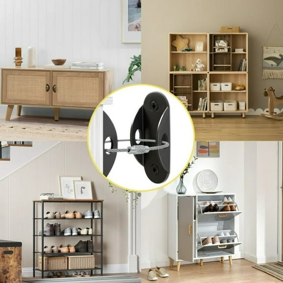 GBAYXJ Home Solution: Cabinet Stabilizers Furniture Anti Tip Fixers And Furniture Fixed Clip (Black)