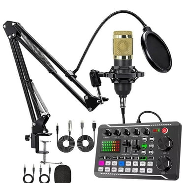 GBAYXJ Live Sound Card With Dj Mixer Effects & Voice Changer Audio Mixer Sound Mixer Board LED Light Voice Changer Sound Card With Multiple Sound Effects For Live Streami(Gold)