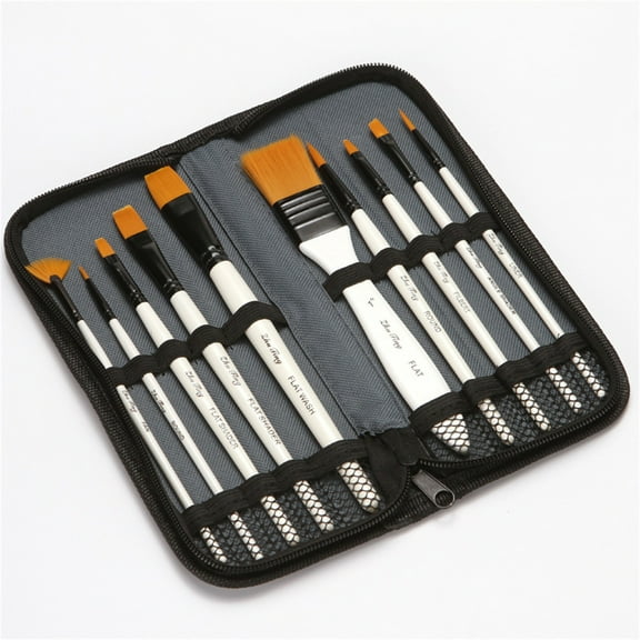 GBAYXJ Paint Brush Set 10 Pieces Paint Brushes For Acrylic Painting With Case Nylon Hair Brushes For Acrylic Watercolor Oil And Gouache Painting|Plastic
