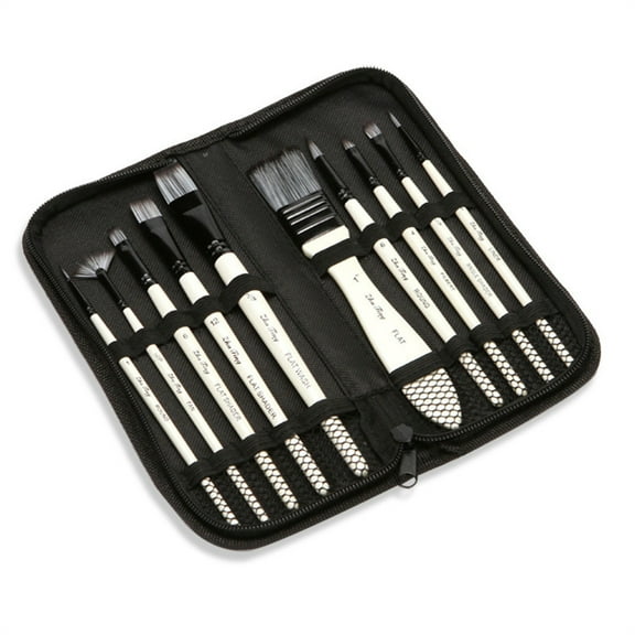 Paint Brush Set 10 Pieces Paint Brushes For Acrylic Painting With Case Nylon Hair Brushes For Acrylic Watercolor Oil And Gouache Painting(C)