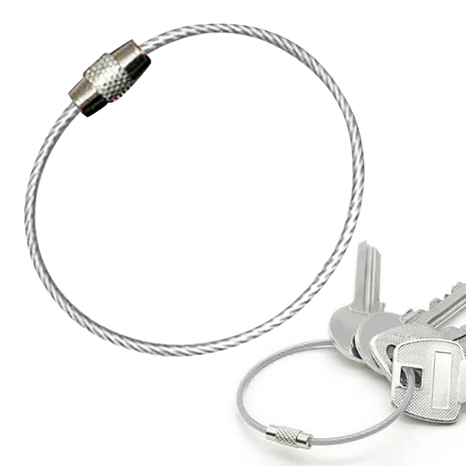 GBAYXJ^Silver| Stainless Loops 2mm Coated Wire Keychain Cable Large ...