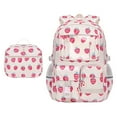 thumbnail image 1 of Strawberry Print Canvas Backpack, Aesthetic Nylon Casual Daypack, Cute Rucksack For Travel And Daily Commute (B), 1 of 6