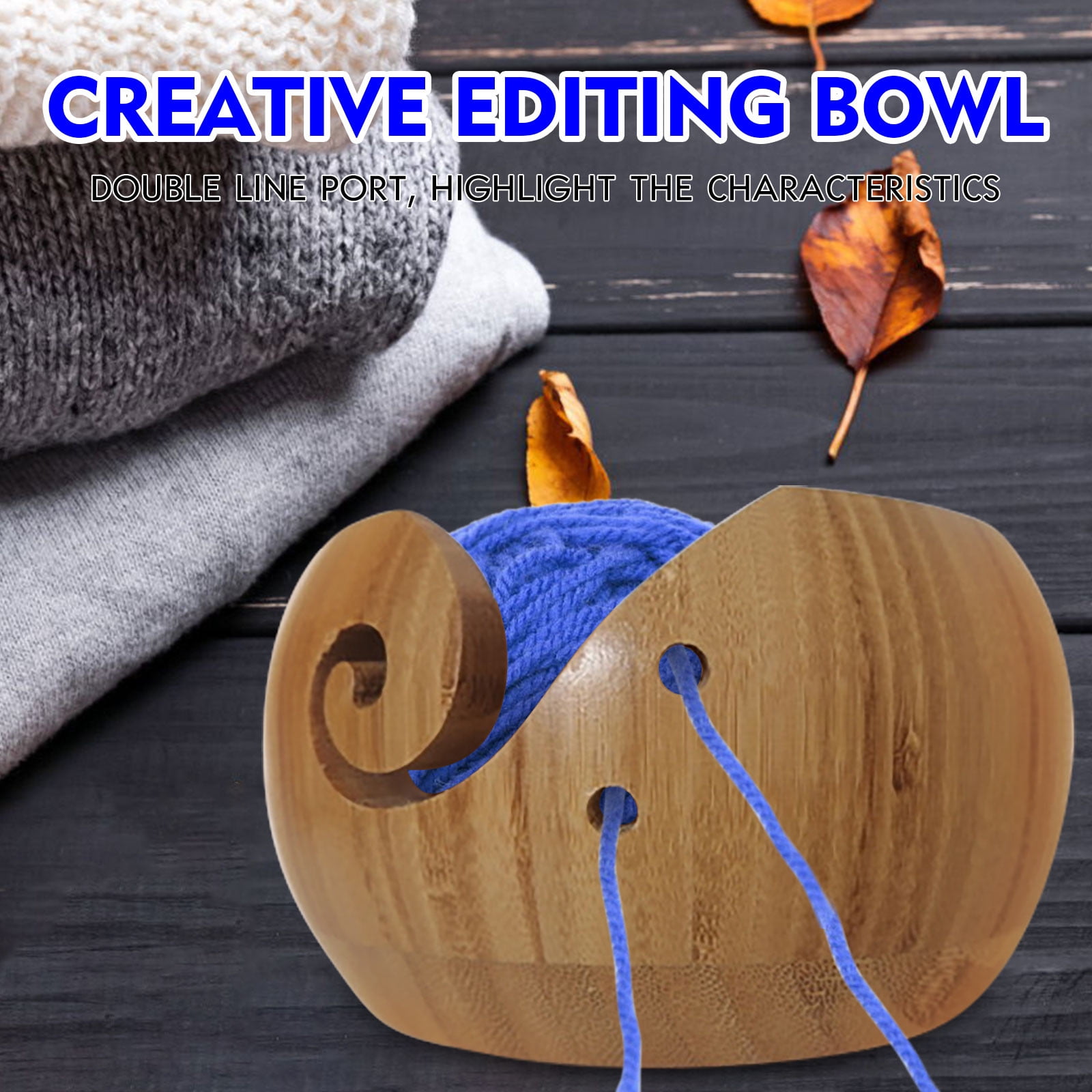 GBAYXJ Yarn Bowl Organizer Wood Storage Portable Holder Handmade for Knitting Crochet(D)