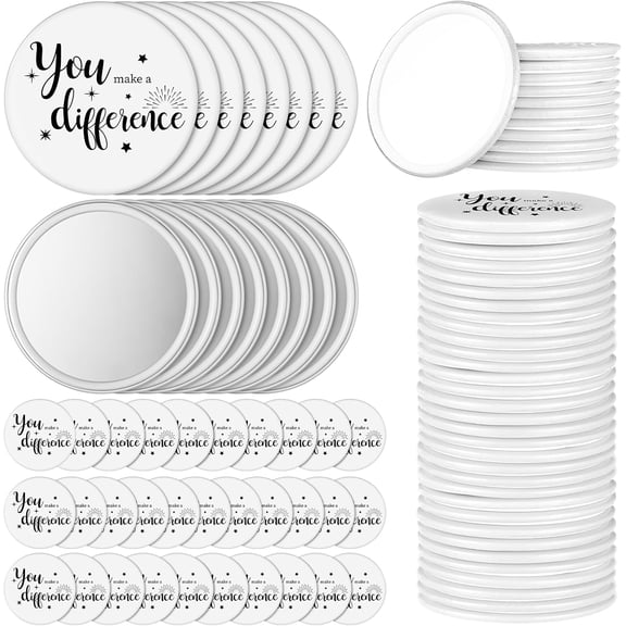GBBG 48 Pcs Inspirational Compact Mirror Bulk for Women You Make a Difference Round Portable Mini Pocket Makeup Mirror for Employee Coworker Team Staff Group Member Gifts