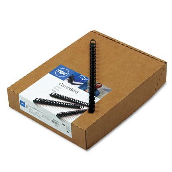 GBC-1PK Combbind Standard Spines, 1/2" Diameter, 90 Sheet Capacity, Black, 100/Box