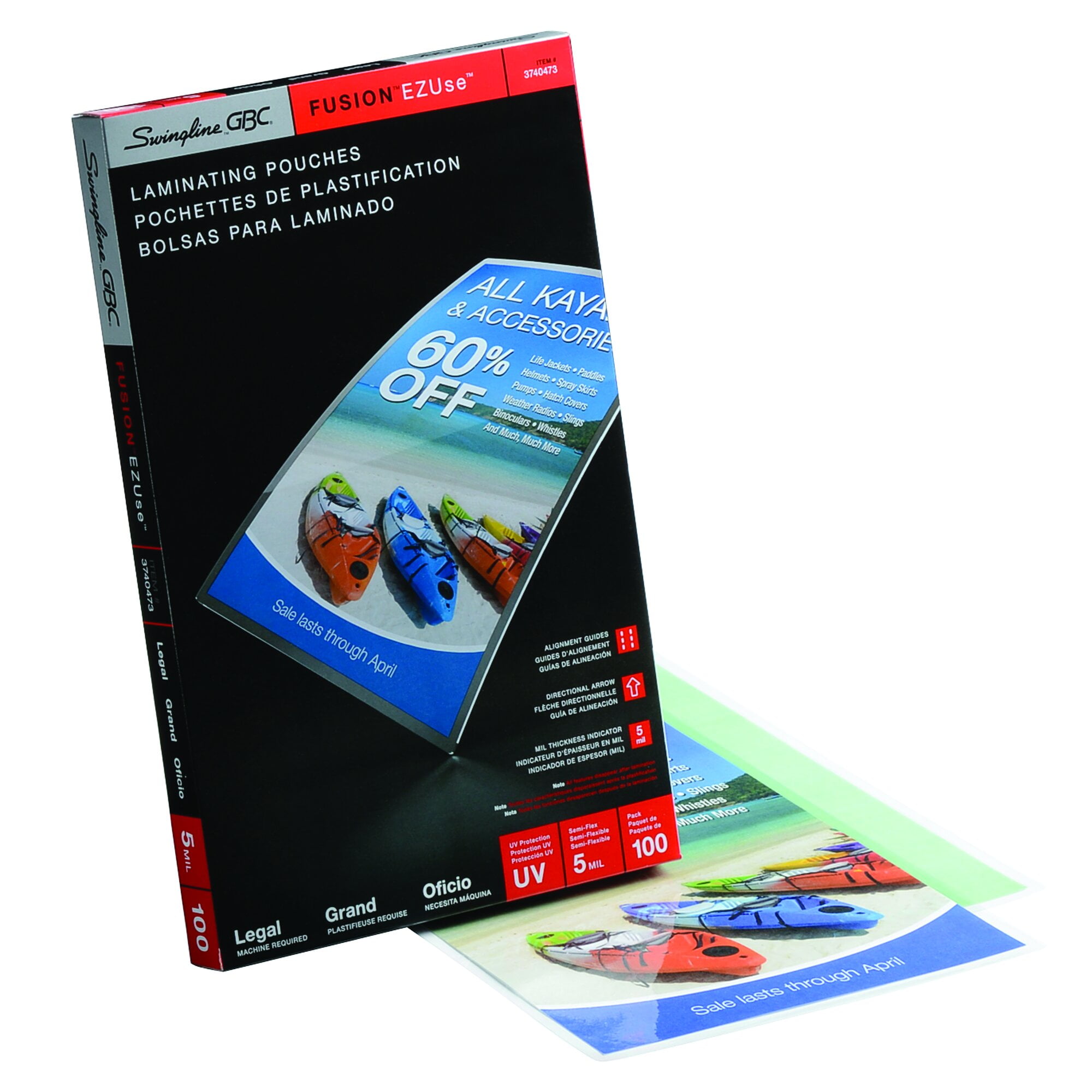 GBC 3740473CF 5 mil 9 in. x 14-1/2 in. Ezuse Thermal Laminating Pouches (100/Box)