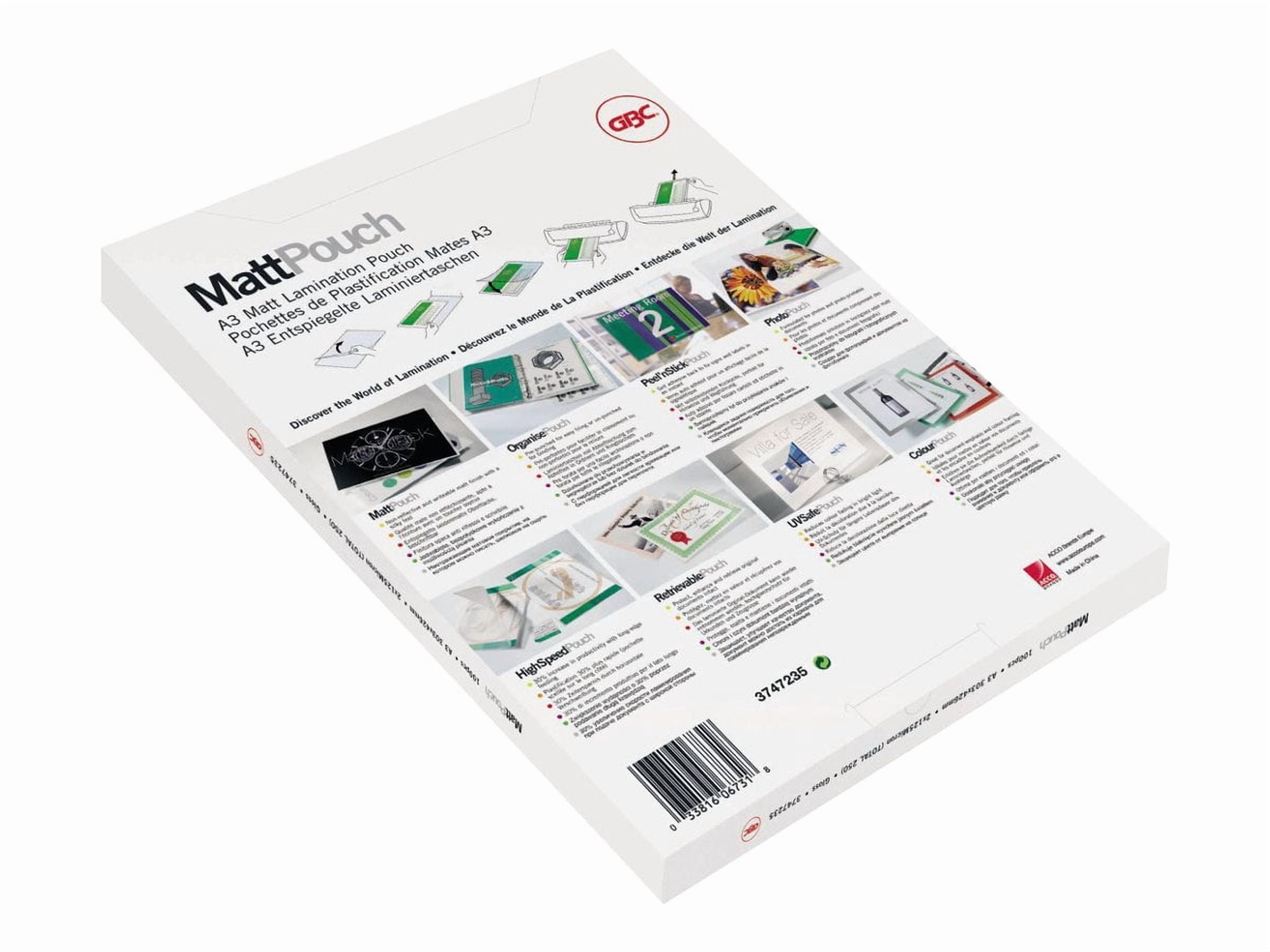 GBC - 75 micron - 100-pack - matte - 8.5 in x 11.9 in lamination pouches