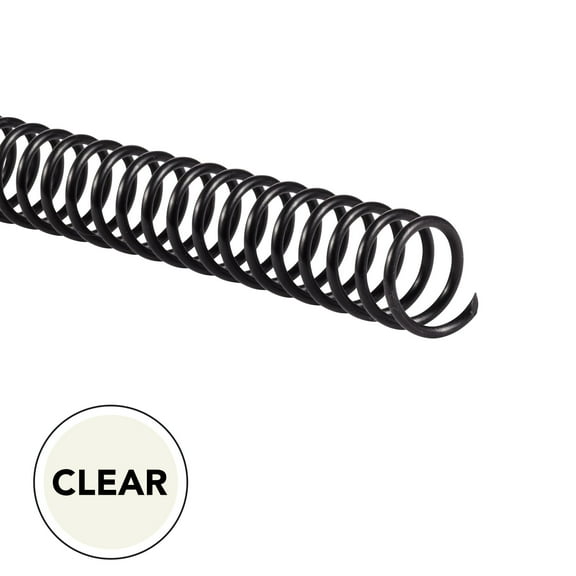 GBC Color Coil Binding Spines, 12 mm, Clear, 100 Pack