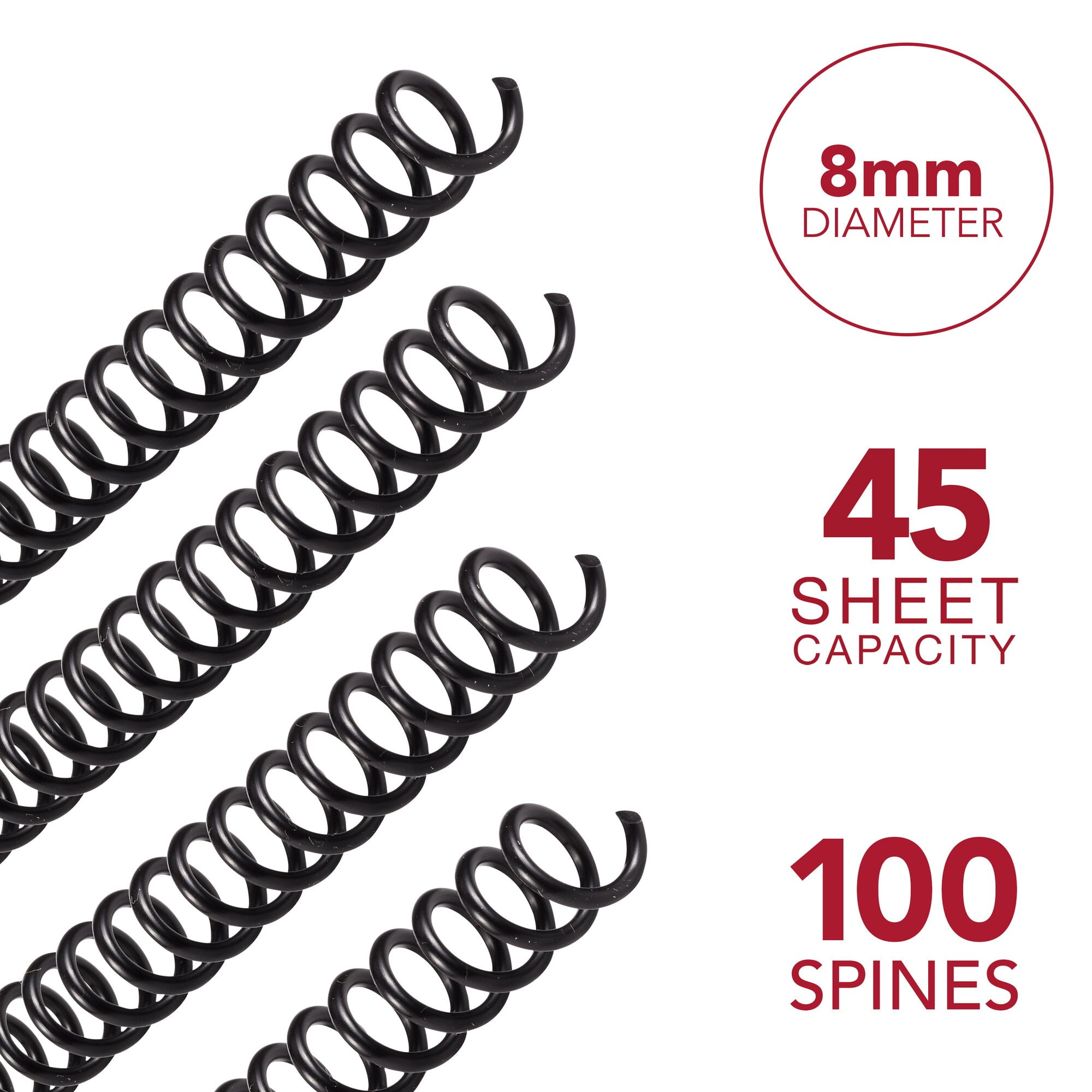GBC Color Coil Binding Spines, 8 mm, Clear, 100 Pack - Walmart.com