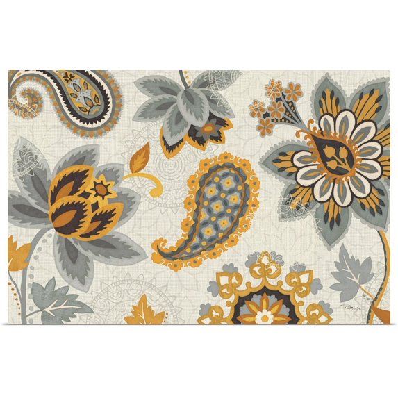 GBC | "Decorative Nature I Yellow Gray Cream" Art Print - 36x24